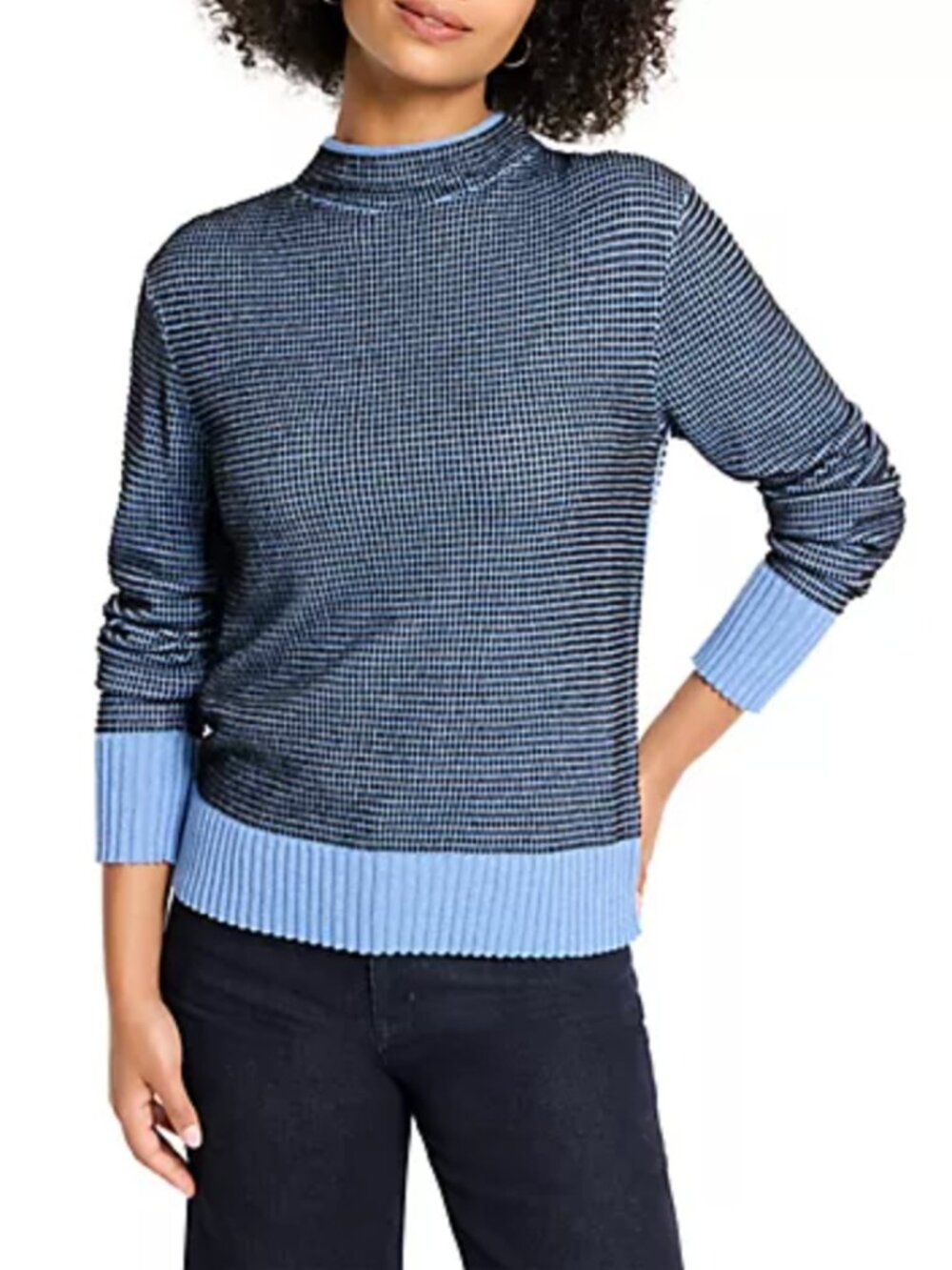 $158 NWT NIC+ZOE Funnel Neck Pixel Knit Sweater BIN FLASH